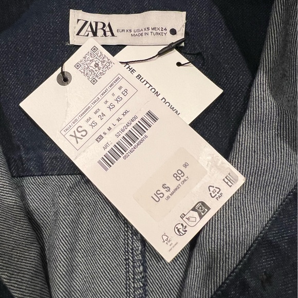 NWT Zara Button Down Denim Dress XS - Picture 12 of 16